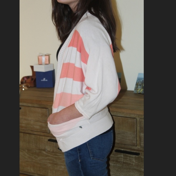 Only Sweaters - Pink and cream striped oversize cardigan sweater